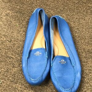 Coach Marley Driver Royal Blue Leather Loafers With Silver Accent Size 10B